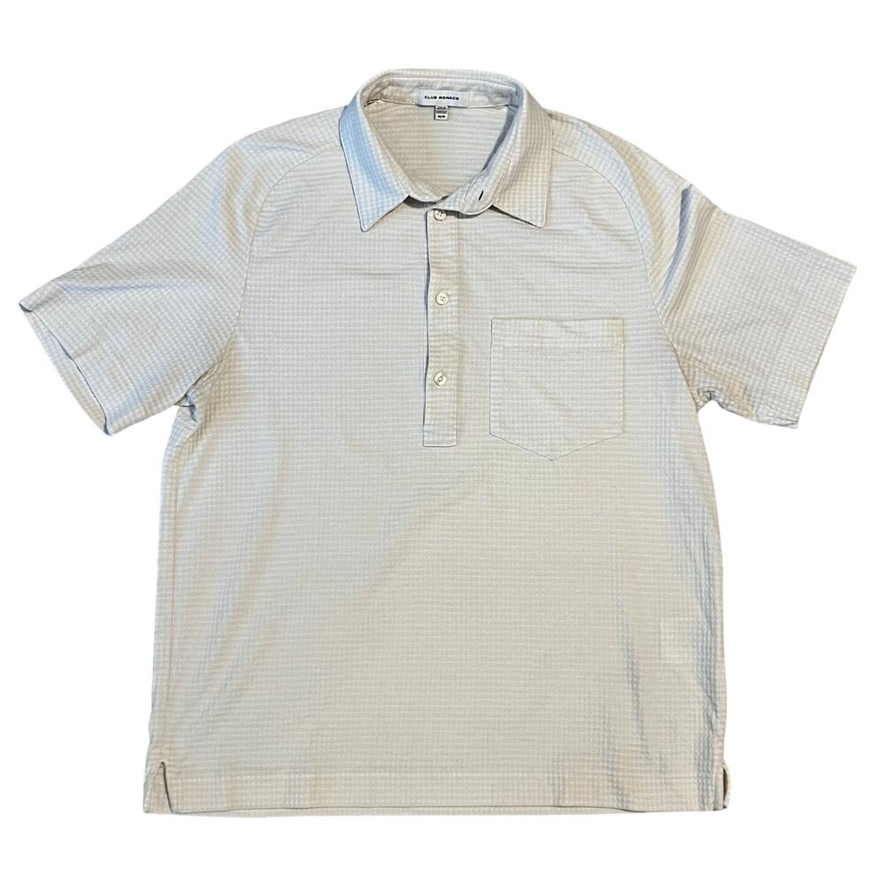 Club Monaco Men’s Off White Short Sleeve Cotton Blend Polo Size Medium